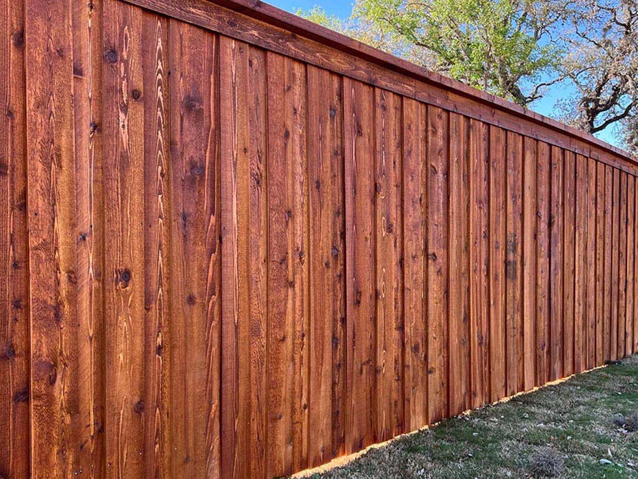 Timberwood Park TX cap and trim style wood fence